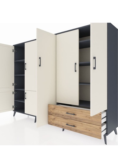Hyperion Dolap 12 Raflı 2 Çekmeceli 7 Kapaklı 220x44x163 Antrasit Antrasit-aytaşı/çam Hyperion Dolap 12 Raflı 2 Çekmeceli 7 Kapaklı 220x44x163 Antrasit Antrasit-aytaşı/çam