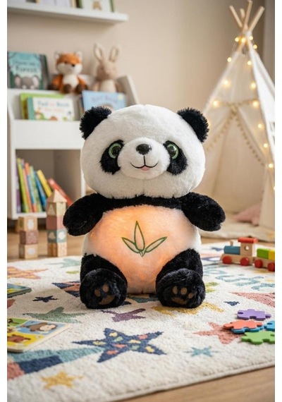 Nefes Alan Işıklı Ve Müzikli Panda Uyku Arkadaşım Ritmik Hareketli 30 Cm Oyuncak Peluş Hayvan