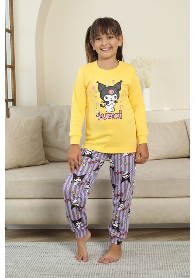 Miniğimin Cicileri Krm Baskılı Kız Çocuk Pijama Takımı - Sarı Sarı