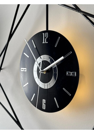 Led'li Ferrero Negro Exclusive Dekor - Pilli Led Sistemi Metal Mobilya Duvar Saati