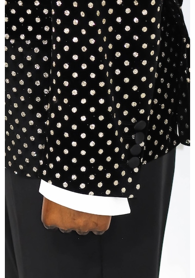 Wessi Nokta Desenli Slim Fit Siyah Erkek Smokin Ceket Siyah