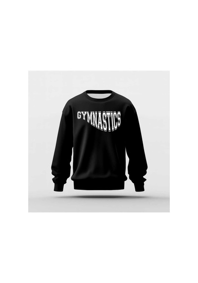 Ada Kostüm Tasarım Gymnastics Tasarım Baskılı Basic Sweatshirt Siyah