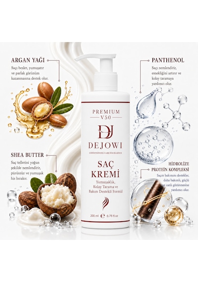 Dejowi V50 Premium Keratin Ve Argan Yağlı Saç Bakım Kremi 200ml