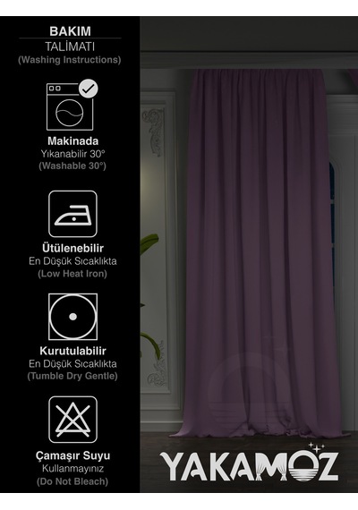 Yüksek Kalite Lila Rengi Karartma Blackout Fon Perde Ekstrafor Büzgülü Tek Kanat Dark Touch Serisi Lila Rengi Lila