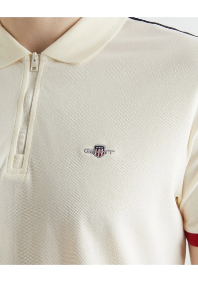 Erkek Gant Regular Fit Renk Bloklu Polo - Krem 533360