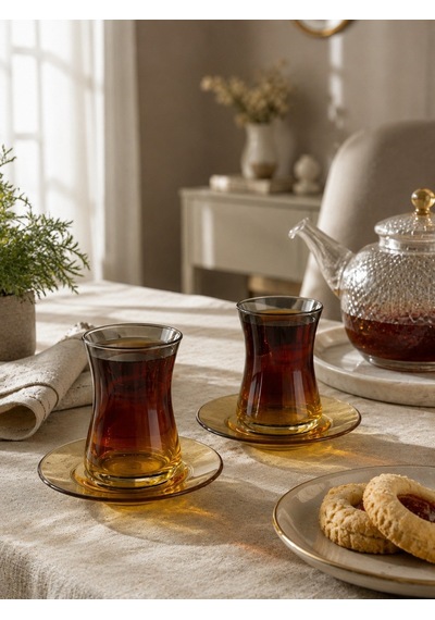 6'lı Heybeli Çay Bardağı Seti-7271 Çok renkli