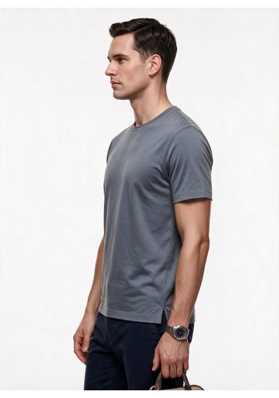 Jsco Erkek Bisiklet Yaka Rahat Kesim Pamuklu Kısa Kollu Basic T-shirt Js2674 Açık Gri