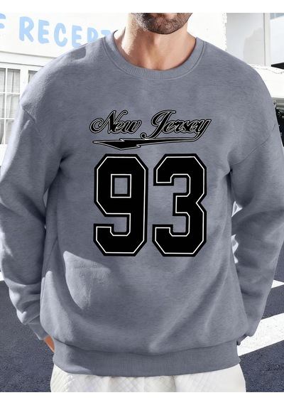Startmore Startmorenew York Art 93 Mektup Baskı Erkek Moda Kazak Rahat Yumuşak Kazak Polar Spor Sokak Şıklığı So Gri