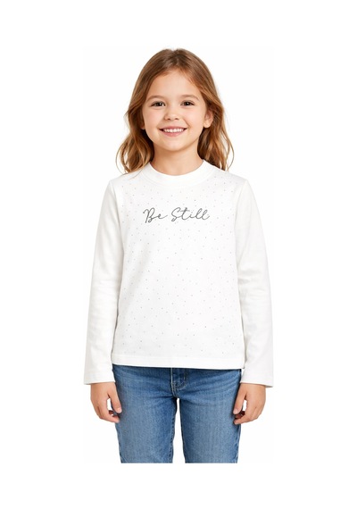 Taşlı Çocuk Sweatshirt Ekru