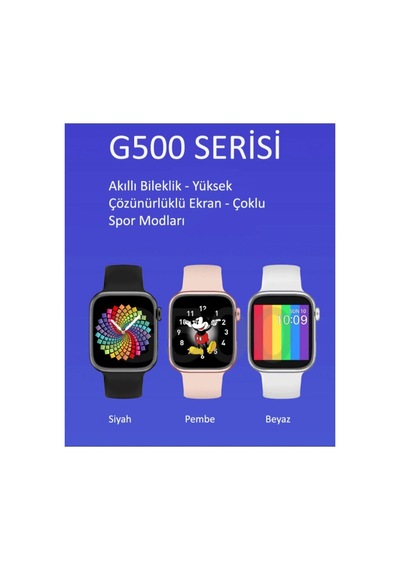 G500 Serisi Akıllı Saat - Ateş Ölçer Özellikli - Uzun Şarj Süresi - Üstün Teknoloji 40-42mm - Beyaz