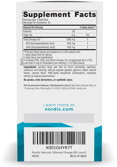 Nordic Naturals Ultimate Omega, Lemon Flavor - 90 Soft Gels - 1280 Mg Ome.ga-3 Usa Menşeii Dmmedicineden