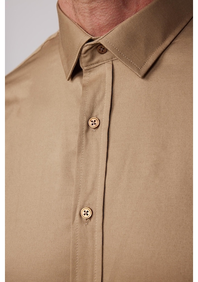 Tudors Slim Fit Uzun Kollu Likralı Düz Pamuk Saten Erkek Kahve Gömlek-19939 Kahverengi Tudors Slim Fit Uzun Kollu Likralı Düz Pamuk Saten Erkek Kahve Gömlek-19939 Kahverengi