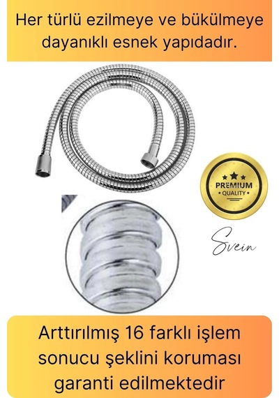 Lüks Paslanmaz Krom Kırılmaz Çatlamaz Tüm Duş Sistemleriyle Uyumlu Uzayan Spiral Hortum Örgü 2,2 Mt Çok Renkli