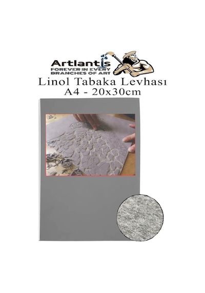 Linol Tabaka Levhası A4 20x30 Cm 2mm Gri 1 Adet Linolyum Tabaka Gri Linol Muşamba Baslı Levha