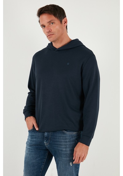Buratti Relaxed Fit Kapüşonlu Yumuşak Dokulu Erkek Sweat 5901063 Lacivert