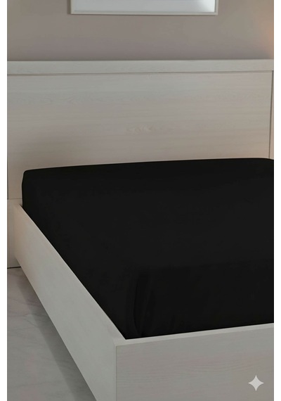 %100 Pamuk Ranforce Premium Çift Kişilik Çarşaf - Siyah Siyah