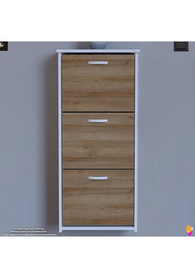 Modilayn West Asma Kapı Önü 52x 116 X26 Cm Lik 3 Düşer Kapak 6 Göz Bölmeli Ayakkabılık Beyaz - Meşe Modilayn West Asma Kapı Önü 52x 116 X26 Cm Lik 3 Düşer Kapak 6 Göz Bölmeli Ayakkabılık Beyaz - Meşe