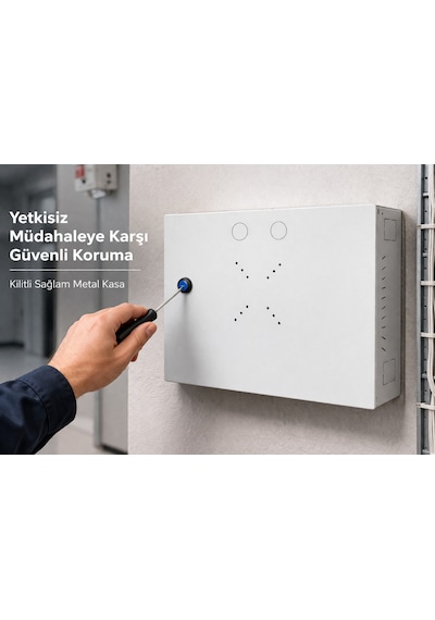 Mn6 Mn110dv Kilitli Metal Dvr Kamera Kabin 45x35x10 Cm Duvar Tipi Güvenlik Kasa Premium Kablo Düzenleme