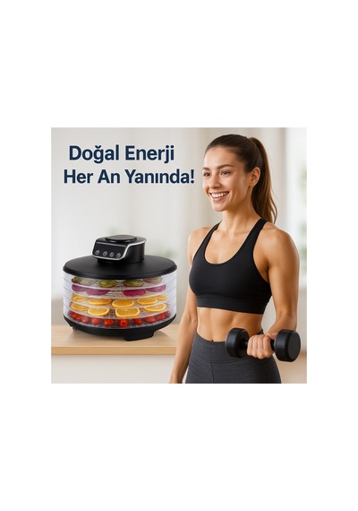 Vfd 1205 Meyve Kurutma Makinesi- Zaman Ayarlı Sebze Meyve Et Kurutucu Siyah