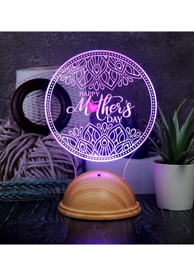Happy Mother's Day İşlemeli Anneler Günü Hediyesi Led Gece Lamba