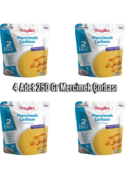 Yayla Mercimek Çorbası Aç Isıt Ye Hazır Yemek 4 x 250 G