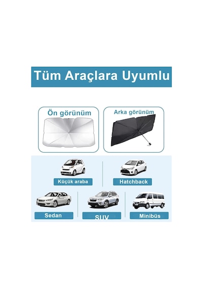 Bay Katlanabilir Şemsiyeli Araç Ön Cam Güneşliği Uv Korumalı Isı Yansıtıcı Tüm Araçlara Uygun Najmaddin 42028256