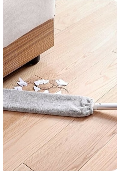 1 Yedekli Mikrofiber Başlıklı Girintili Yüzey Dip Köşe Raf Temizleme Mopu Toz Alma Fırçası