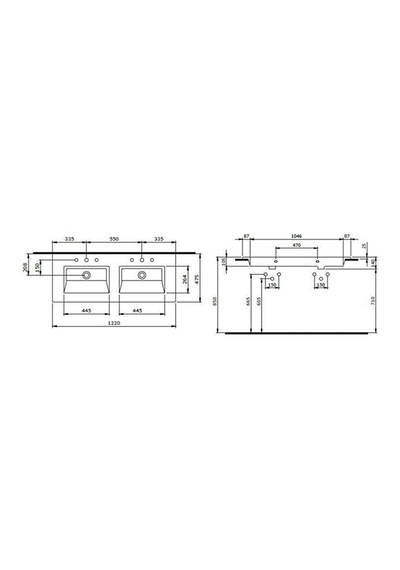 Bocchi Milano Çift Gözlü Lavabo 120 CM Parlak Beyaz 1111-001-0126