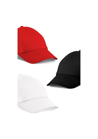 Unisex 3'lü Set Kırmızı,beyaz Ve Siyah Renk Beyzbol Şapka - Unisex Beyaz - Kırmızı - Siyah
