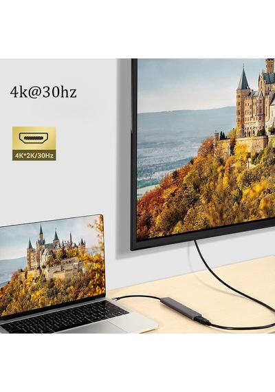 Tr-35 7 Port Mac Uyumlu Thunderbolt 3 İle Uyumlu Hub Type-c To 4k Hdtv 2x Usb3.0 2x Usb C Pd Şarj Micro Sd Ve Sd Kart Okuyucu