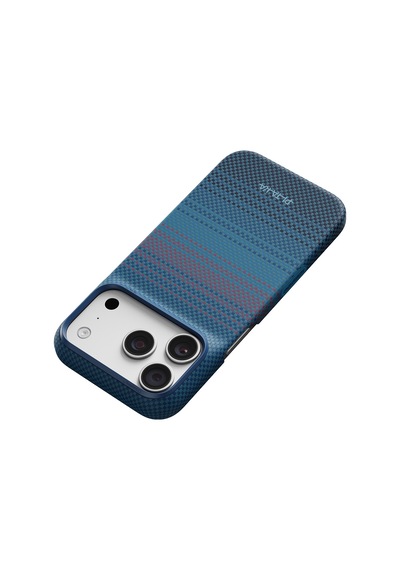 Apple iPhone Uyumlu 18 Pro Max Kılıf M-safeli Aramid Karbon Fiber Pitaka Moonrise 2.0 Nights Seri Kapak Lacivert