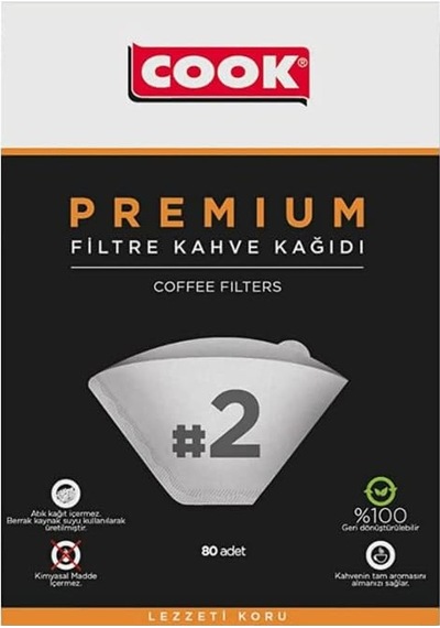 Premium Filtre Kahve Kağıdı - Ebat 2, 80 Adet Çelik