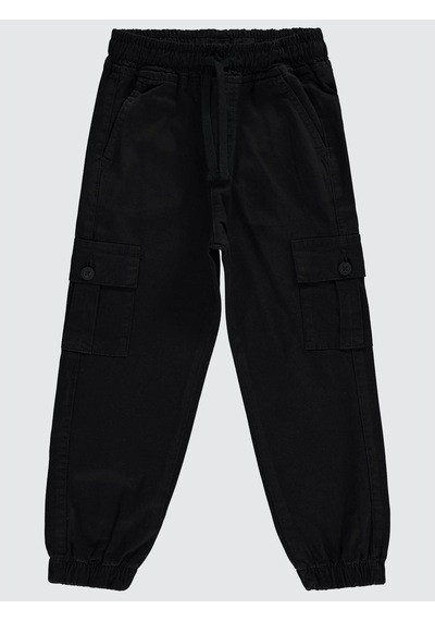 Civil Boys Bel Paça Lastikli Kargo Cepli 6-9 Yaş Pantolon - Siyah