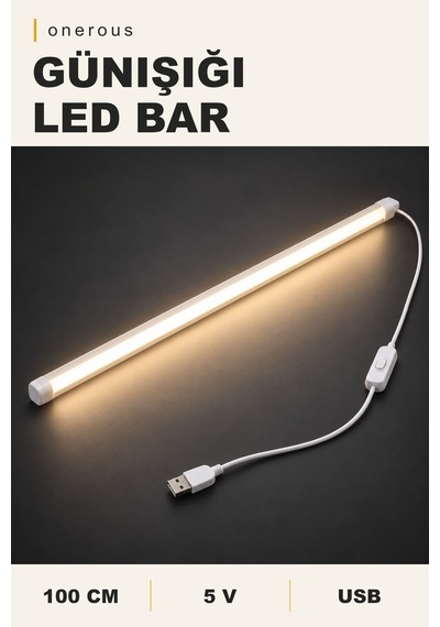Onerous 100 Cm 5v Günışığı Led Bar, Anahtarlı, Usb, Yapışkanlı Sarı