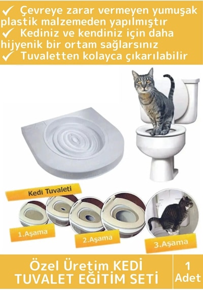 Wintoup Premium Kedi Klozet Alıştırma Kapağı Kum Kabı Wc Yavru Yetişkin Kedi Hijyenik Tuvalet Eğitim Seti