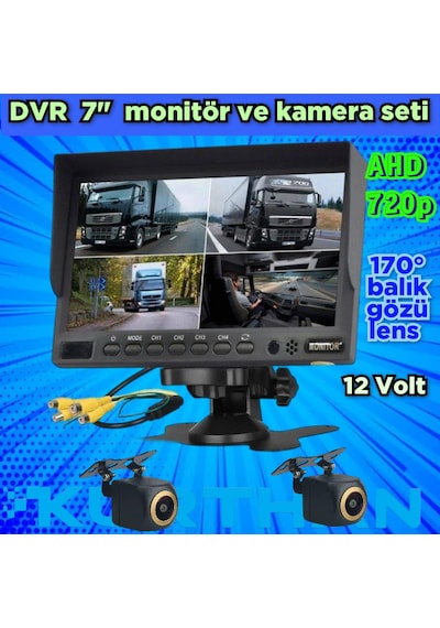 7 İnç Dvr Ekran 2 Adet 170'' Balık Gözü Lens Ahd 720p Kamera