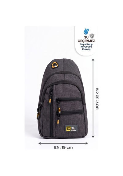 The Loop Desing Unisex Çok Bölmeli Çapraz Ayarlanabilir Askılı Göğüs Omuz Çantası Siyah