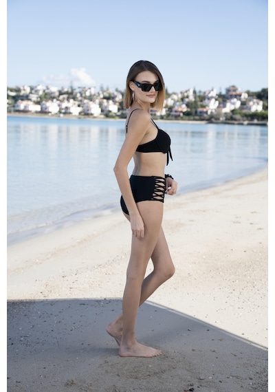 Estiva Gd Goldoremi 2511-600 Kadın Kaplı Yüksek Bel Bitili Bikini Takım Siyah