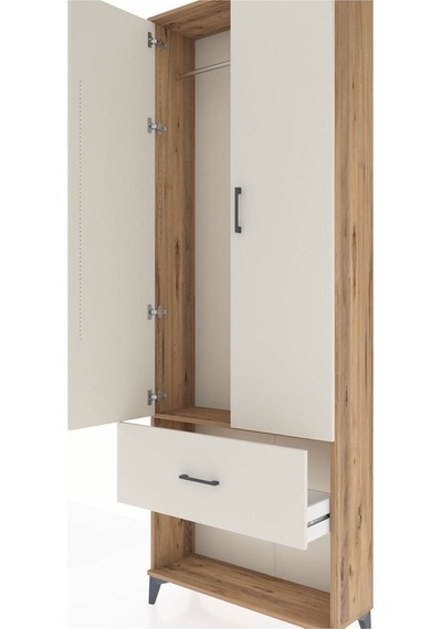 Arges Dolap Tek Raflı Tek Çekmeceli Tek Askılı 88x30x243 Çam-aytaşı Atlas Çam