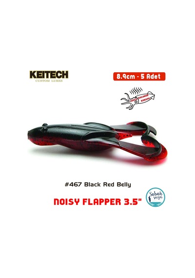Keitech Noisy Flapper 8.9cm 3.5" 467 Black Red Belly Silikon Kurbağa