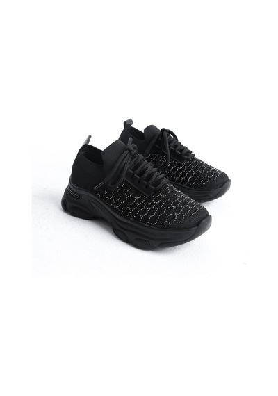 Kadın Rocco Siyah Triko Taşlı Spor Ayakkabı & Sneaker Siyah