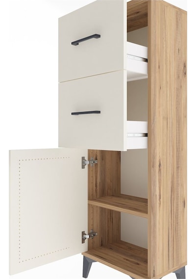 Arges Dolap Tek Raflı 2 Çekmeceli Tek Kapaklı 44x30x134 Çam-a... Çam