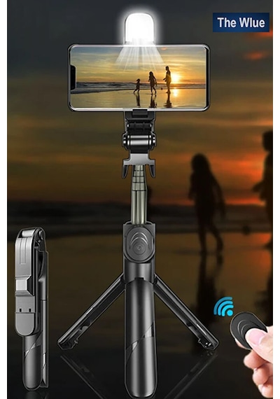 3in1 Bluetooth Kumandalı Ayaklı Led Selfie Çubuğu 100 Cm Kompakt