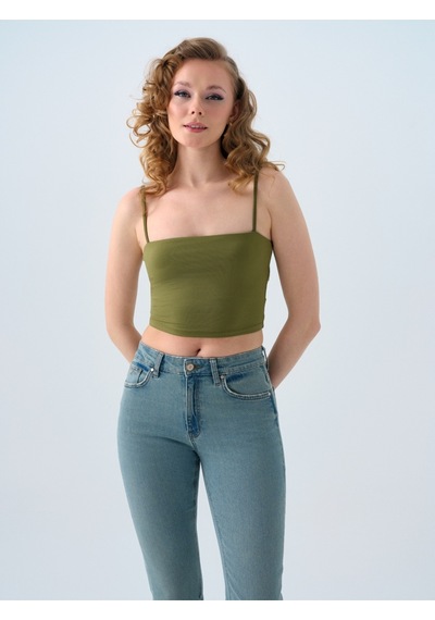 Crop Kadın Top Haki