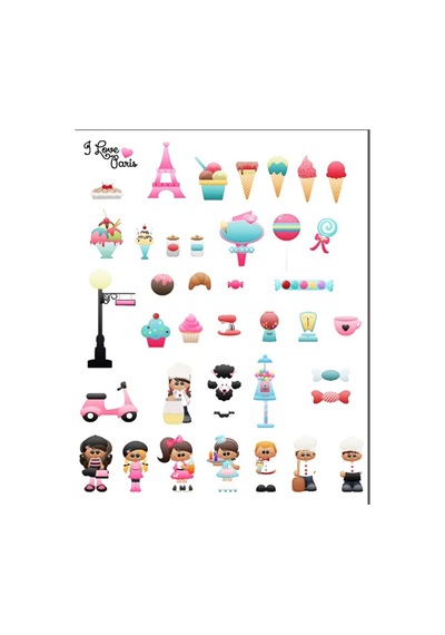 Cupcake, Dondurma Ve Paris Sticker Set