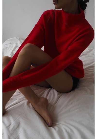 Madmext Mad Girls Kırmızı Balıkçı Yaka Kazak Mg1252 - Kırmızı