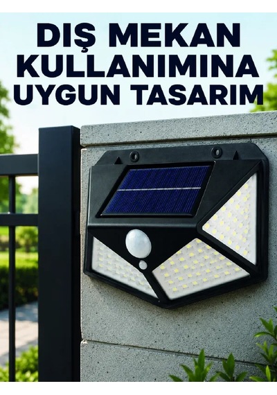 Bahçe Balkon Garaj Ve Girişler İçin Güneş Enerjili Hareket Sensörlü Led Duvar Lambası .