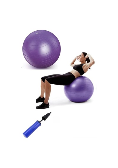 55 Cm Fitilli Pilates Topu Ve Pompa Seti Plates Yoga Spor Egzersiz Top Jimnastik Fitness Gym, Tek Ebat, 289298298ikcl, Mor