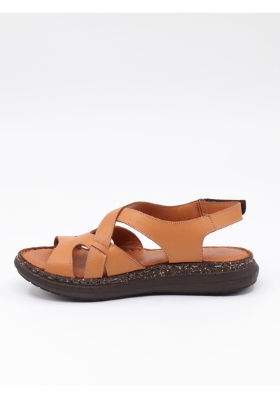 Nesilshoes Nesil Shoes Mns 154 Taba Hakiki Soft Deri Kadın Sandalet