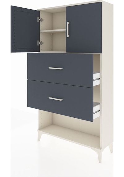 Arges Dolap 2 Raflı 2 Çekmeceli 2 Kapaklı 88x30x163 Çam-çam Atlas Çam